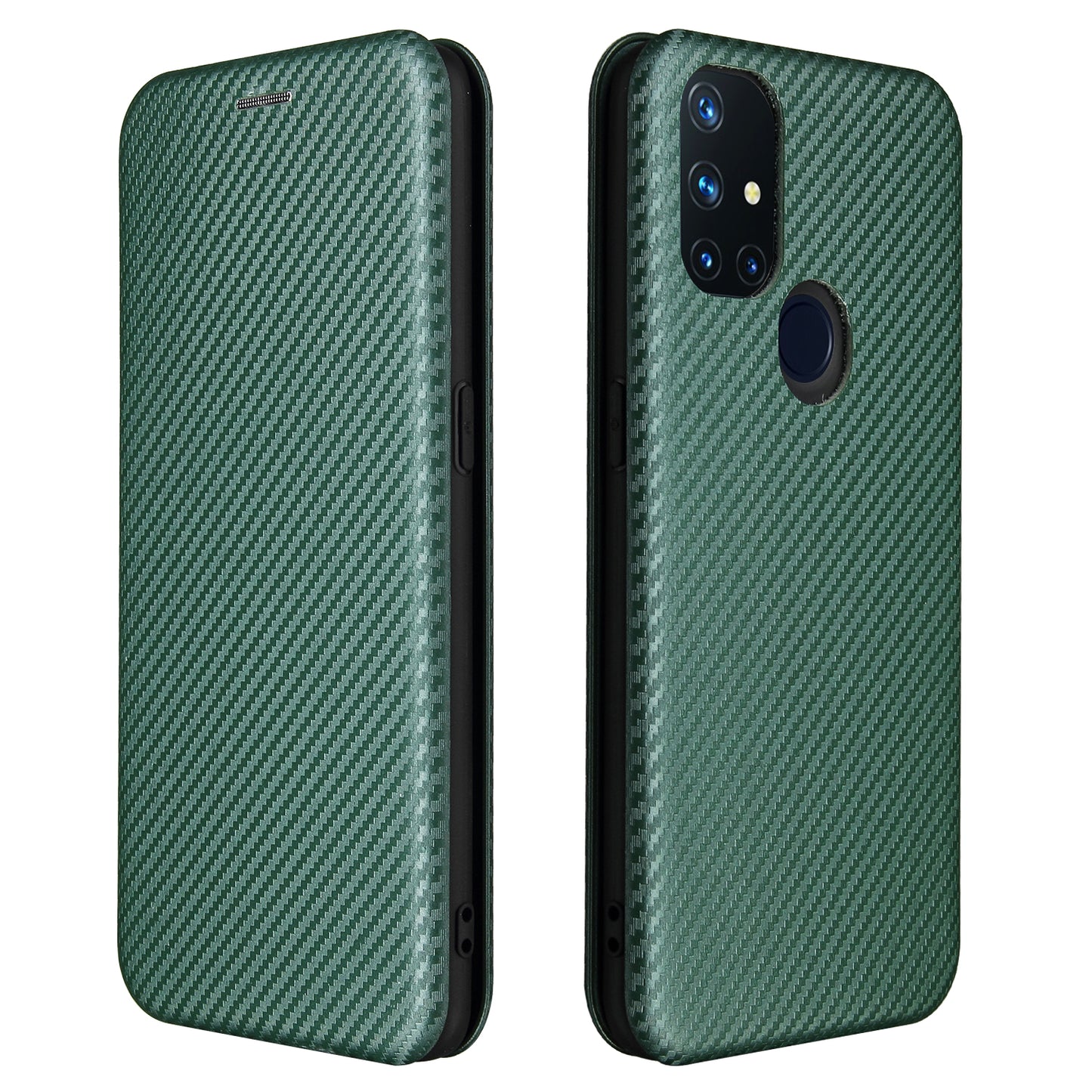 Auto-absorbed Anti-scratch Carbon Fiber Texture Covering for OnePlus Nord N10 5G Stand Leather Case