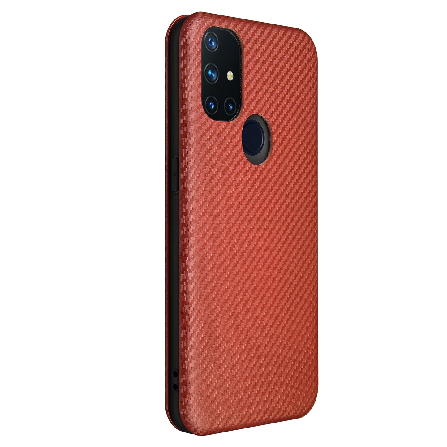 Auto-absorbed Anti-scratch Carbon Fiber Texture Covering for OnePlus Nord N10 5G Stand Leather Case