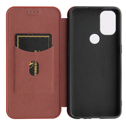 Auto-absorbed Anti-scratch Carbon Fiber Texture Covering for OnePlus Nord N10 5G Stand Leather Case