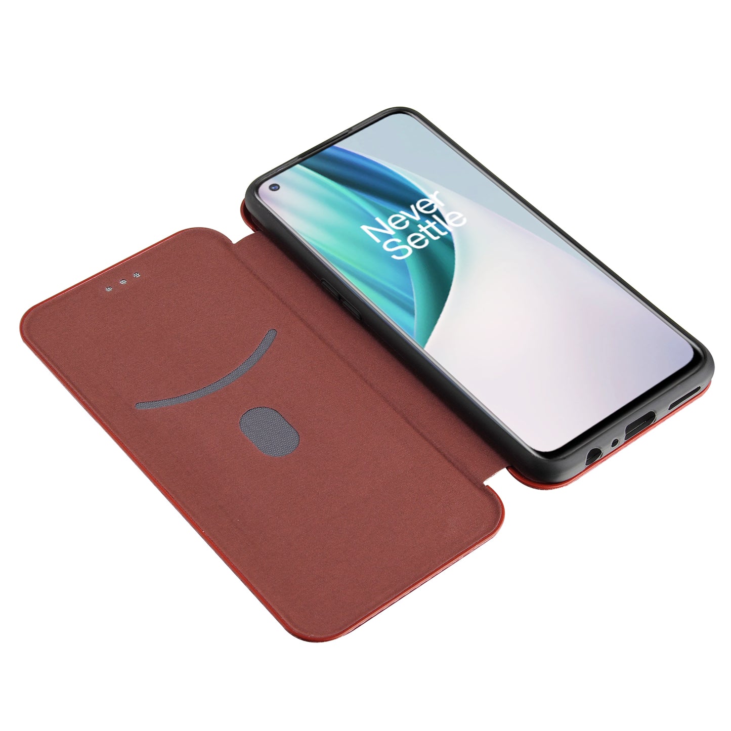 Auto-absorbed Anti-scratch Carbon Fiber Texture Covering for OnePlus Nord N10 5G Stand Leather Case