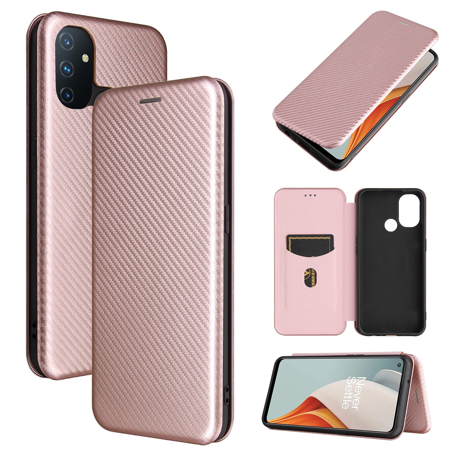 Auto-absorbed Anti-scratch Carbon Fiber Texture Covering for OnePlus Nord N100 Leather Phone Case