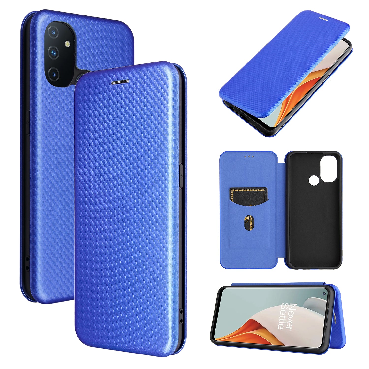 Auto-absorbed Anti-scratch Carbon Fiber Texture Covering for OnePlus Nord N100 Leather Phone Case