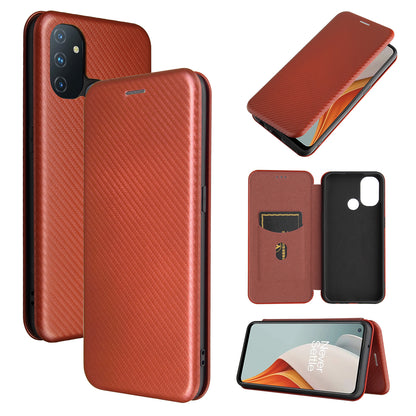 Auto-absorbed Anti-scratch Carbon Fiber Texture Covering for OnePlus Nord N100 Leather Phone Case