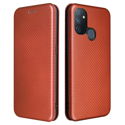 Auto-absorbed Anti-scratch Carbon Fiber Texture Covering for OnePlus Nord N100 Leather Phone Case