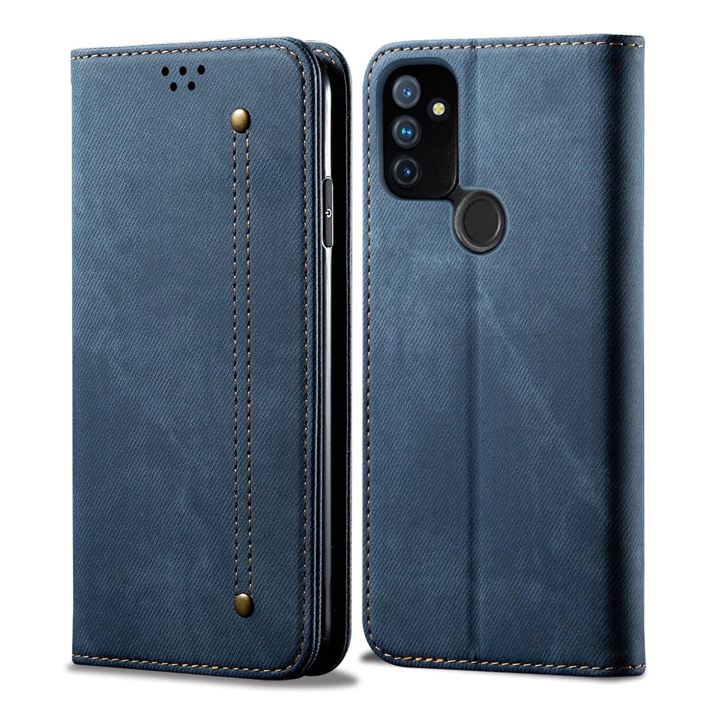 Jeans Cloth Texture Wallet Leather Mobile Phone Protective Cover for OnePlus Nord N100