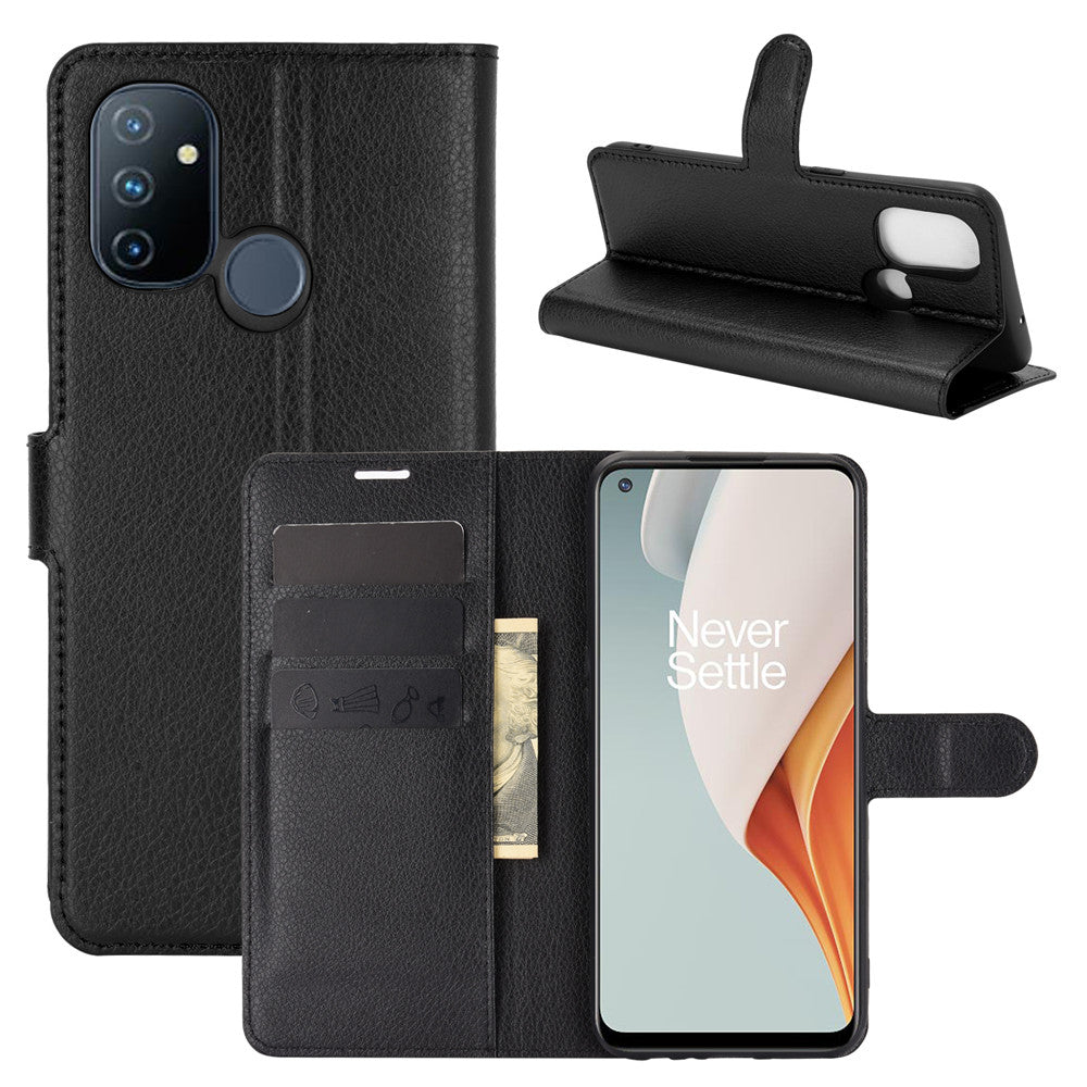 Litchi Grain Wallet Stand Leather Case for OnePlus Nord N100 Protective Phone Shell