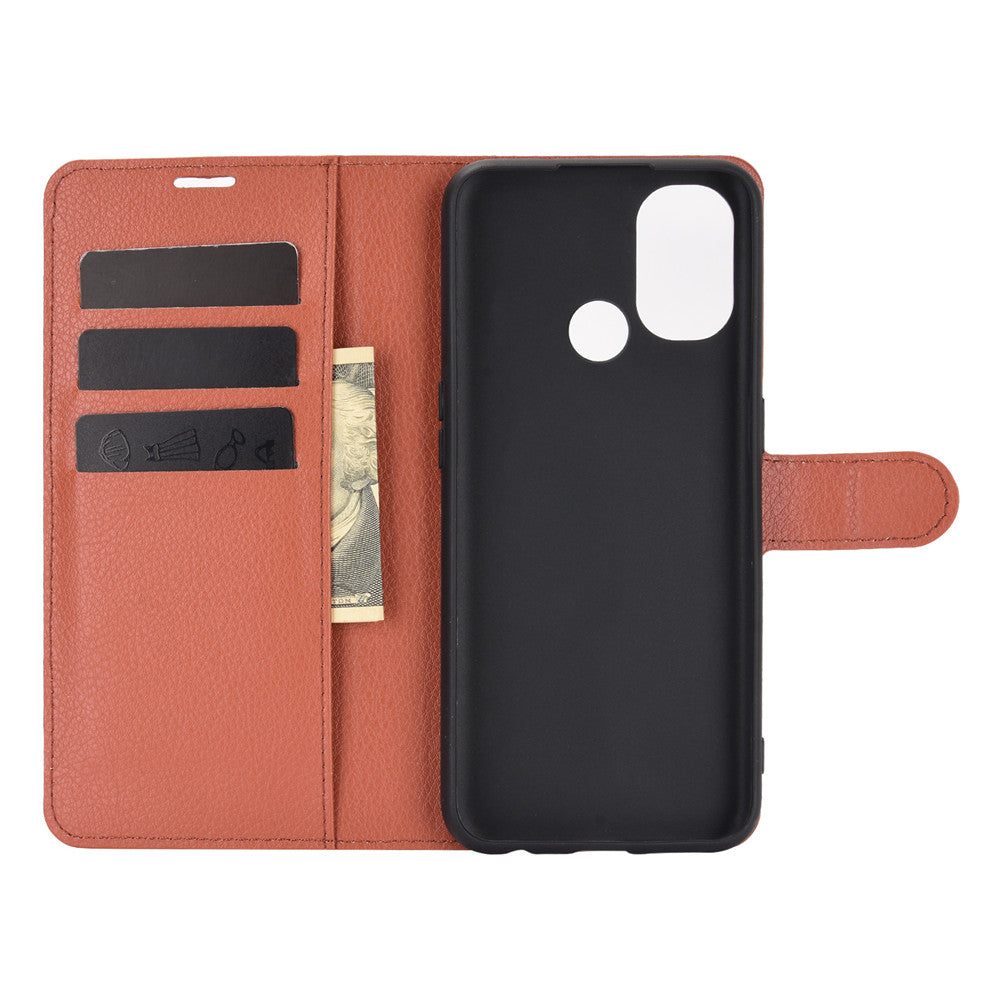 Litchi Grain Wallet Stand Leather Case for OnePlus Nord N100 Protective Phone Shell