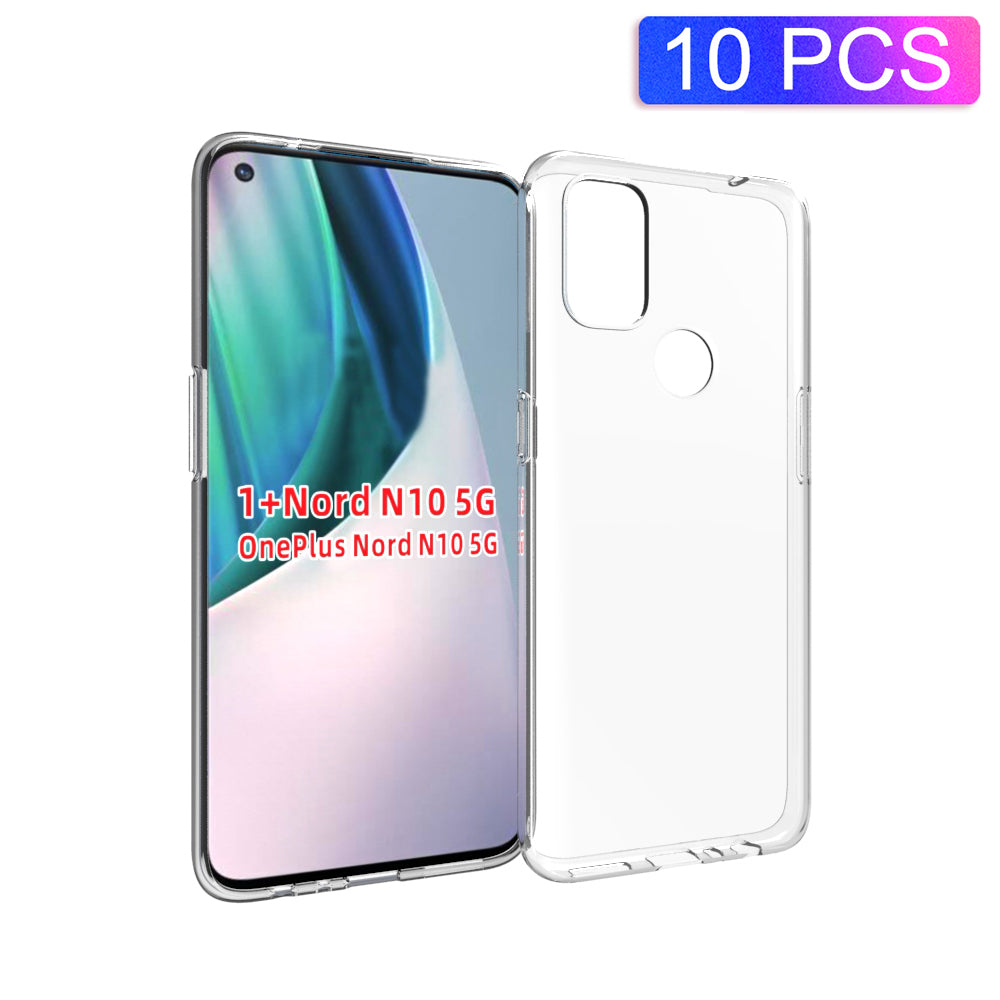 10Pcs/Pack Flexible TPU Phone Protective Shell Anti-Watermark for OnePlus Nord N10 5G