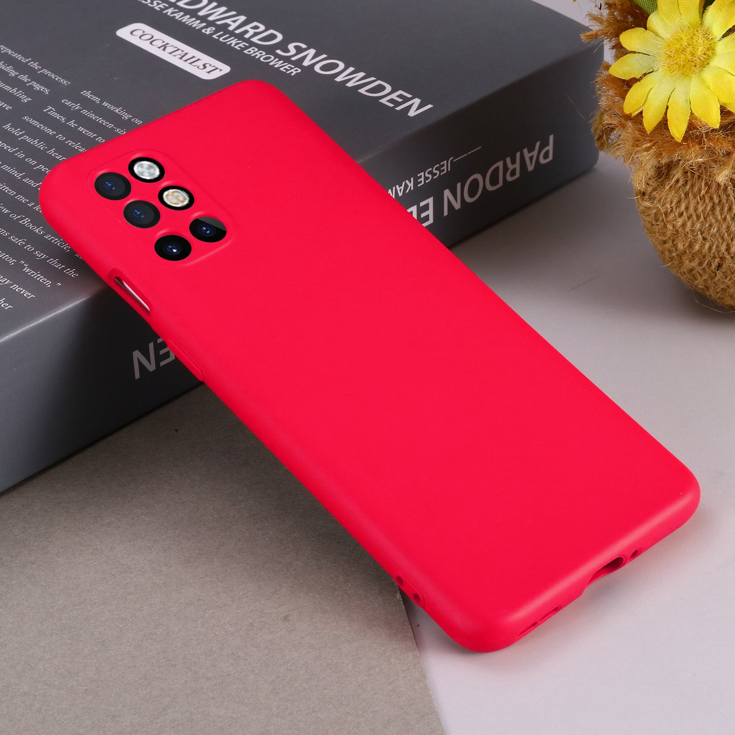 Liquid Silicone Plain Phone Protective Shell with Strap for OnePlus 8T