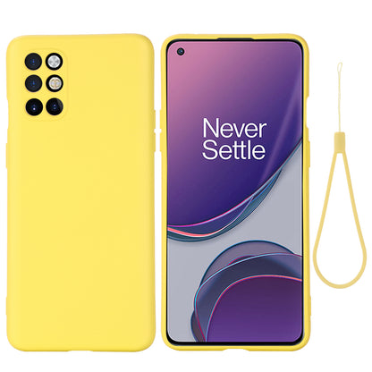 Liquid Silicone Plain Phone Protective Shell with Strap for OnePlus 8T