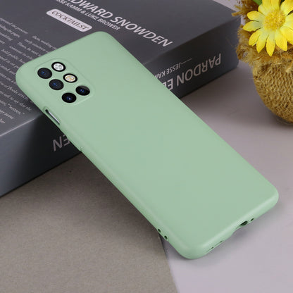 Liquid Silicone Plain Phone Protective Shell with Strap for OnePlus 8T