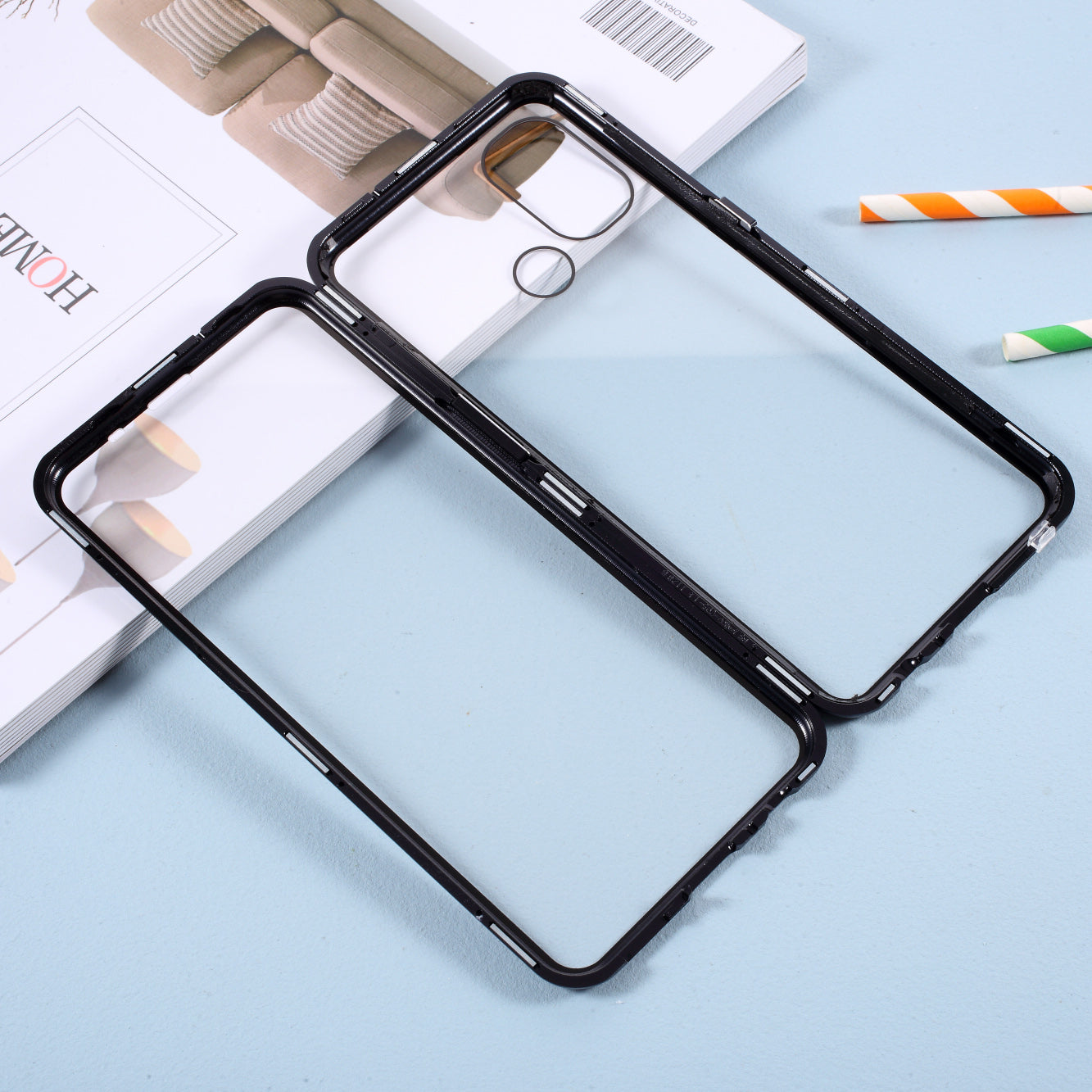 Magnetic Metal Lock Installation + Double Side Tempered Glass Case for OnePlus Nord N100