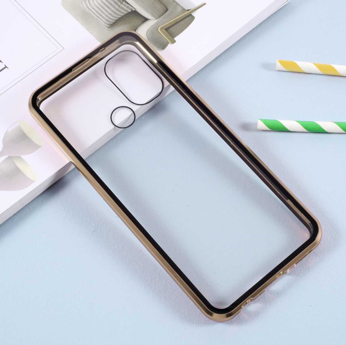 Magnetic Metal Lock Installation + Double Side Tempered Glass Case for OnePlus Nord N100