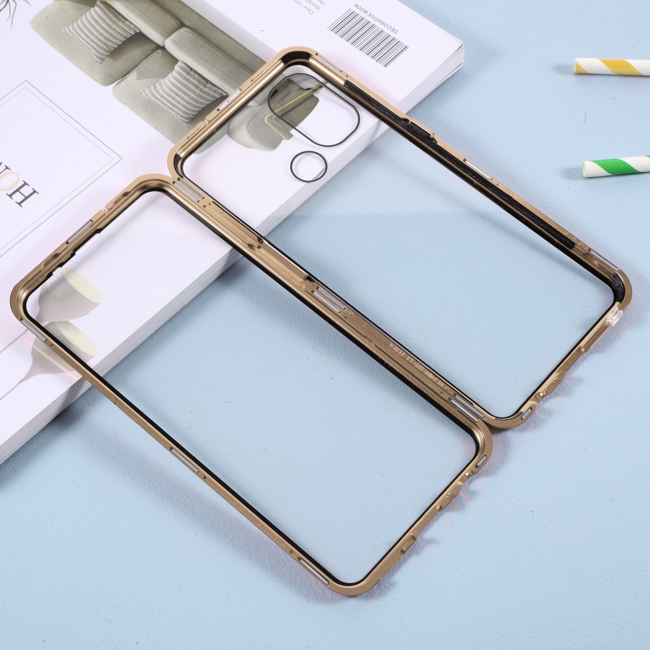 Magnetic Metal Lock Installation + Double Side Tempered Glass Case for OnePlus Nord N100