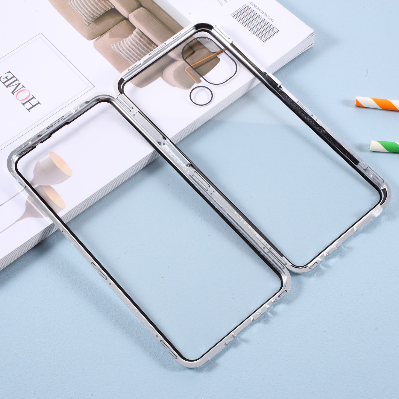 Magnetic Metal Lock Installation + Double Side Tempered Glass Case for OnePlus Nord N100