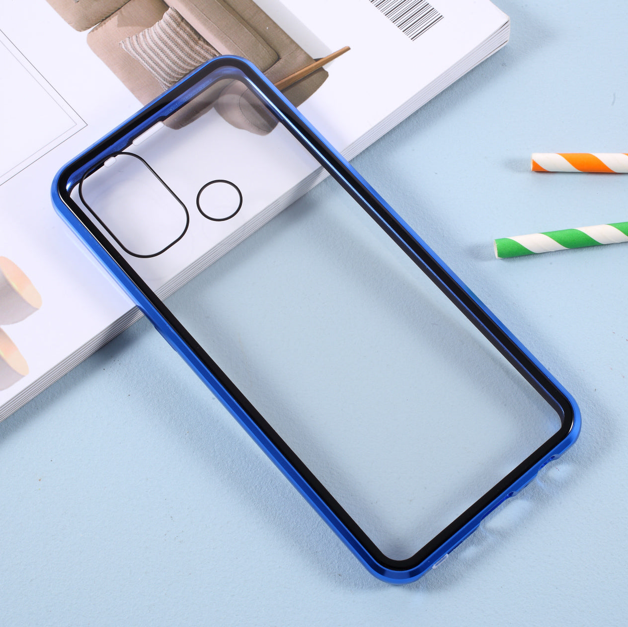 Magnetic Metal Lock Installation + Double Side Tempered Glass Case for OnePlus Nord N100