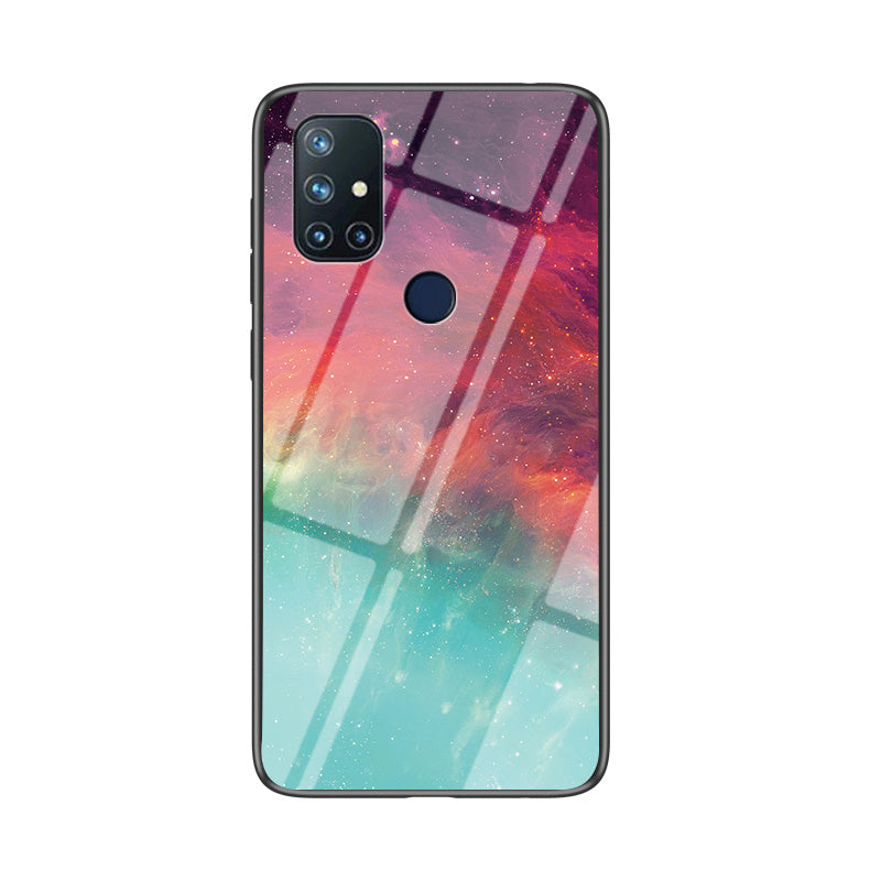 Pattern Printing Protective Shell for OnePlus Nord N10 5G Glass + PC + TPU Hybrid Case