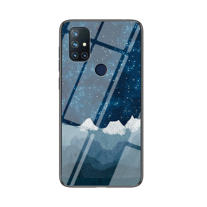 Pattern Printing Protective Shell for OnePlus Nord N10 5G Glass + PC + TPU Hybrid Case