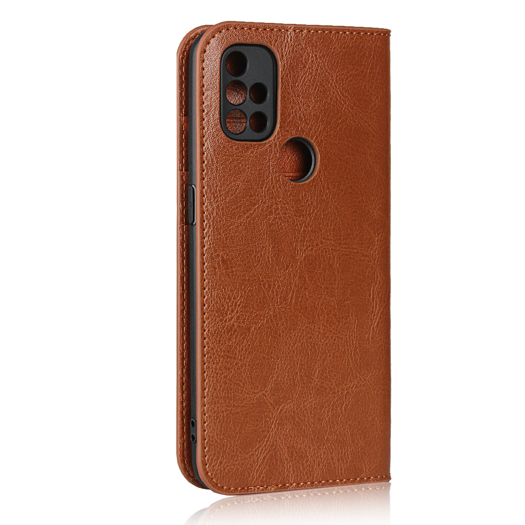 Crazy Horse Genuine Leather Wallet Stand Case for OnePlus Nord N10 5G