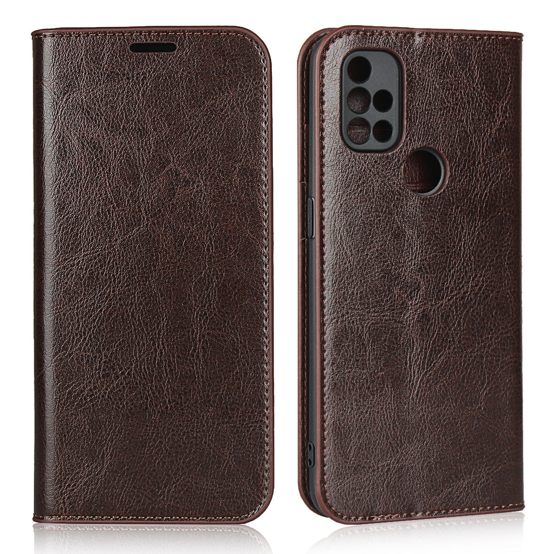 Crazy Horse Genuine Leather Wallet Stand Case for OnePlus Nord N10 5G