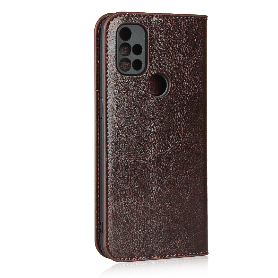 Crazy Horse Genuine Leather Wallet Stand Case for OnePlus Nord N10 5G