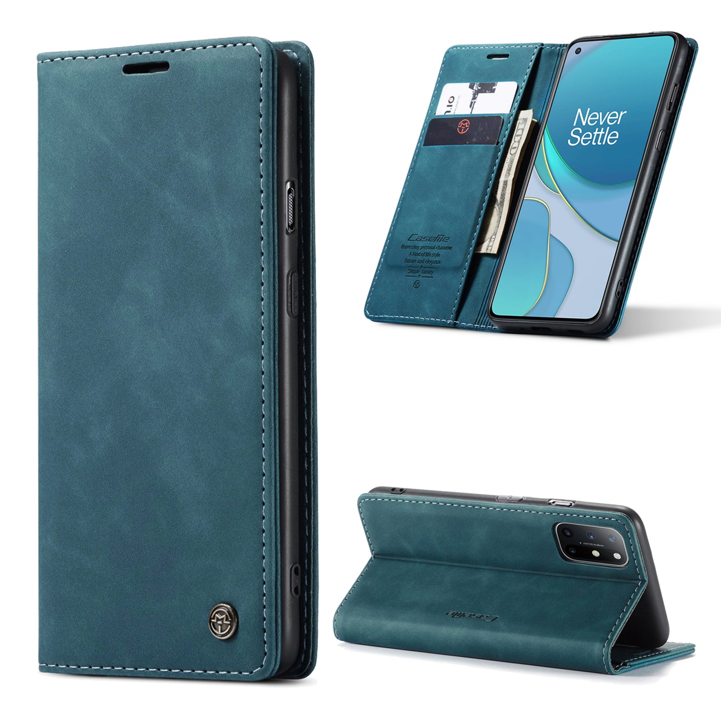 CASEME 013 Series Auto-absorbed Leather Wallet Case for OnePlus 8T