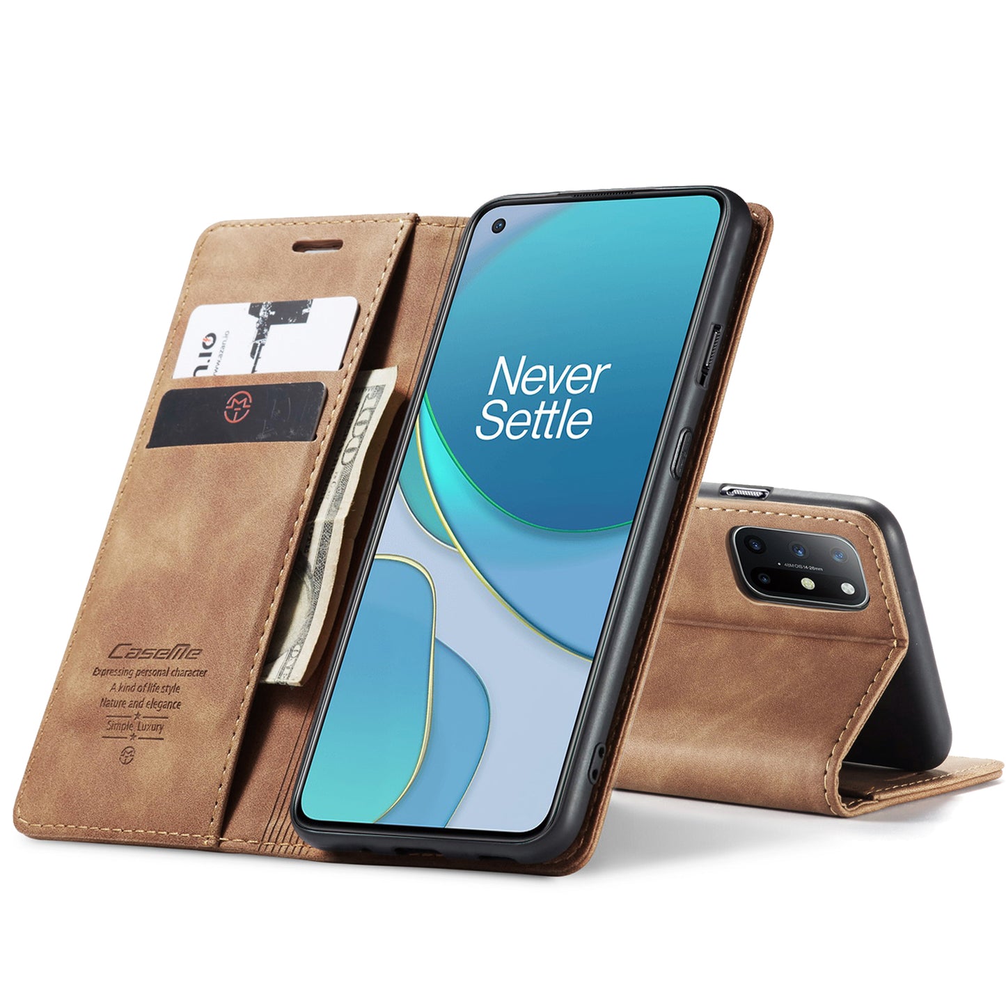 CASEME 013 Series Auto-absorbed Leather Wallet Case for OnePlus 8T