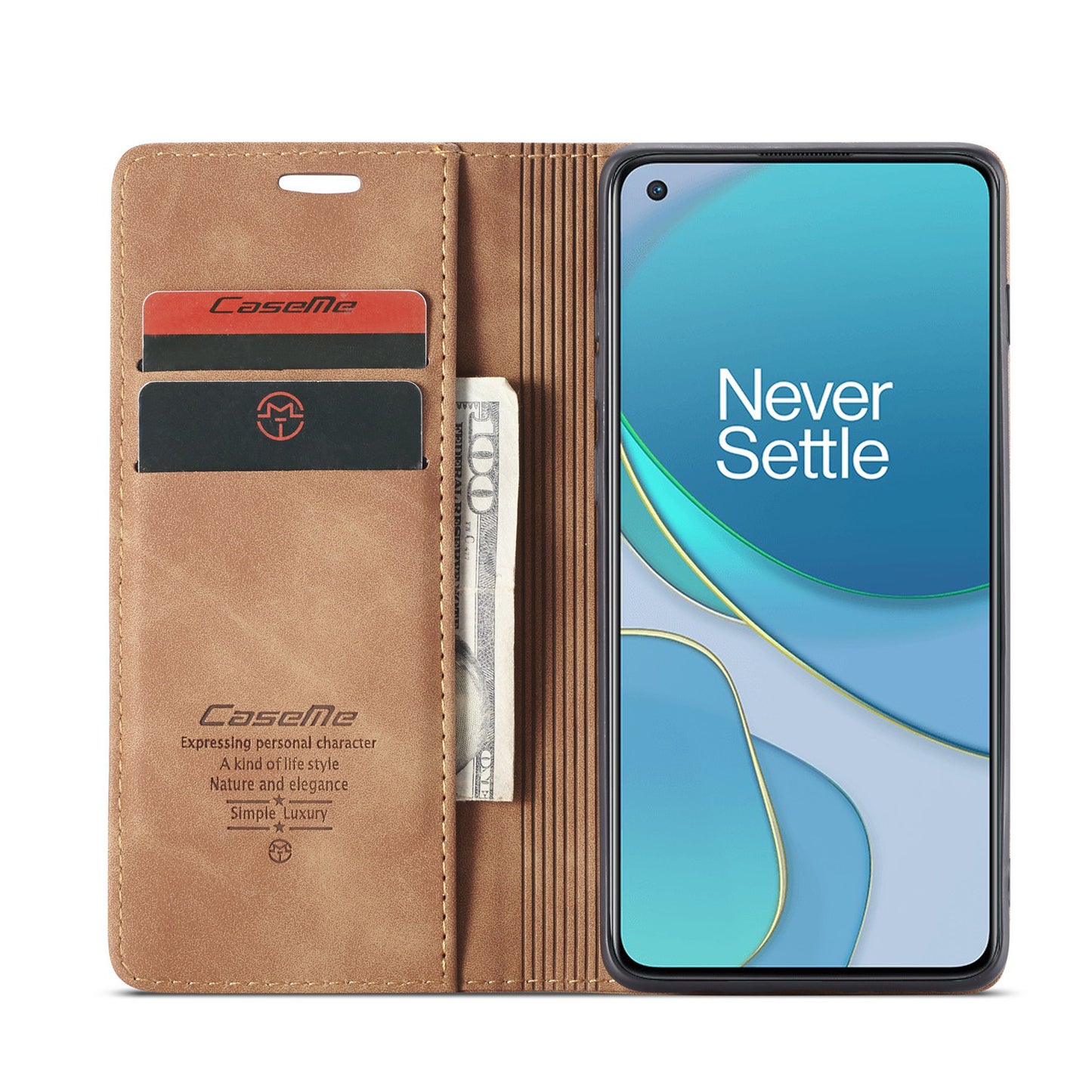 CASEME 013 Series Auto-absorbed Leather Wallet Case for OnePlus 8T