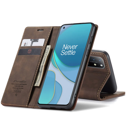 CASEME 013 Series Auto-absorbed Leather Wallet Case for OnePlus 8T