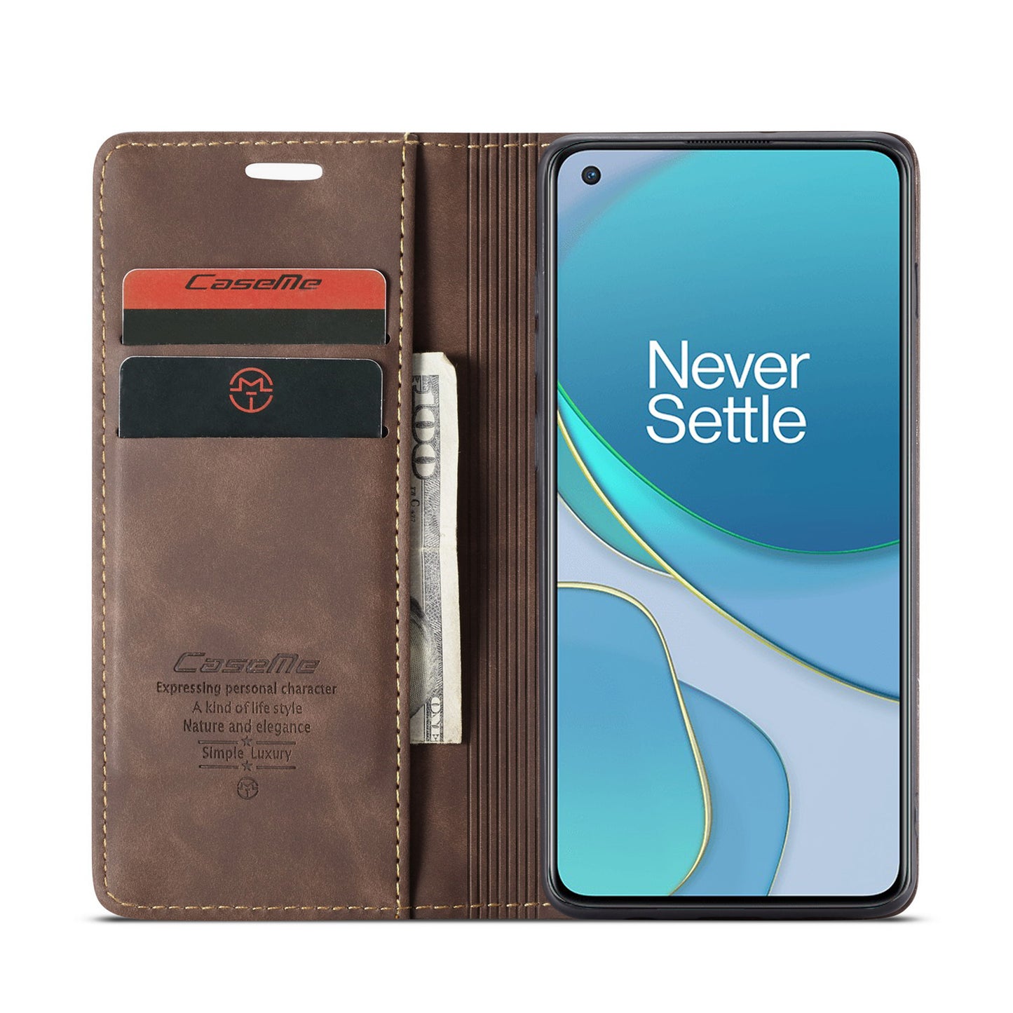 CASEME 013 Series Auto-absorbed Leather Wallet Case for OnePlus 8T