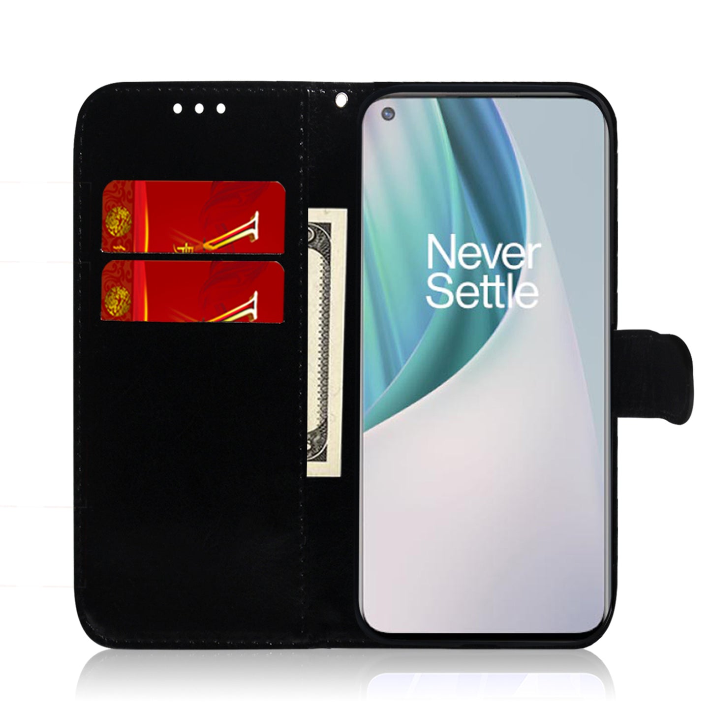 Mirror-like Surface Wallet Stand Leather Case for OnePlus Nord N10 5G