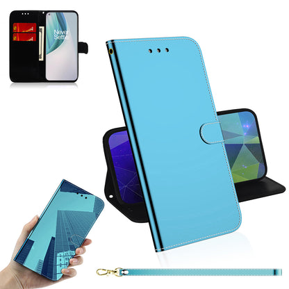 Mirror-like Surface Wallet Stand Leather Case for OnePlus Nord N10 5G