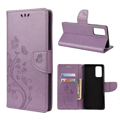 Butterfly and Flower Pattern Imprint Leather Wallet Phone Shell for OnePlus 8T