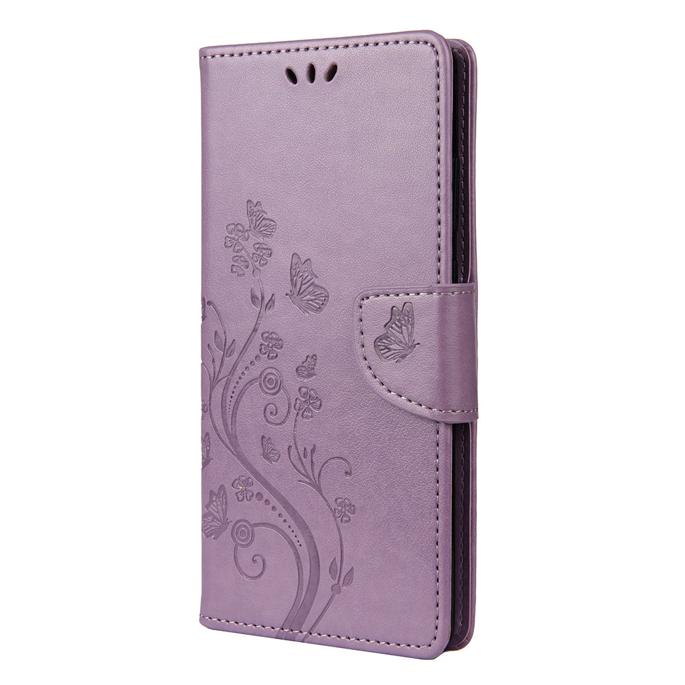 Butterfly and Flower Pattern Imprint Leather Wallet Phone Shell for OnePlus 8T