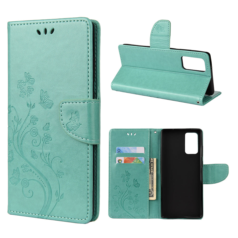 Butterfly and Flower Pattern Imprint Leather Wallet Phone Shell for OnePlus 8T