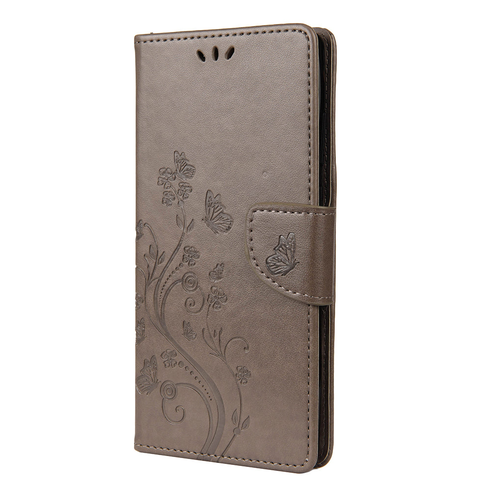 Butterfly and Flower Pattern Imprint Leather Wallet Phone Shell for OnePlus 8T