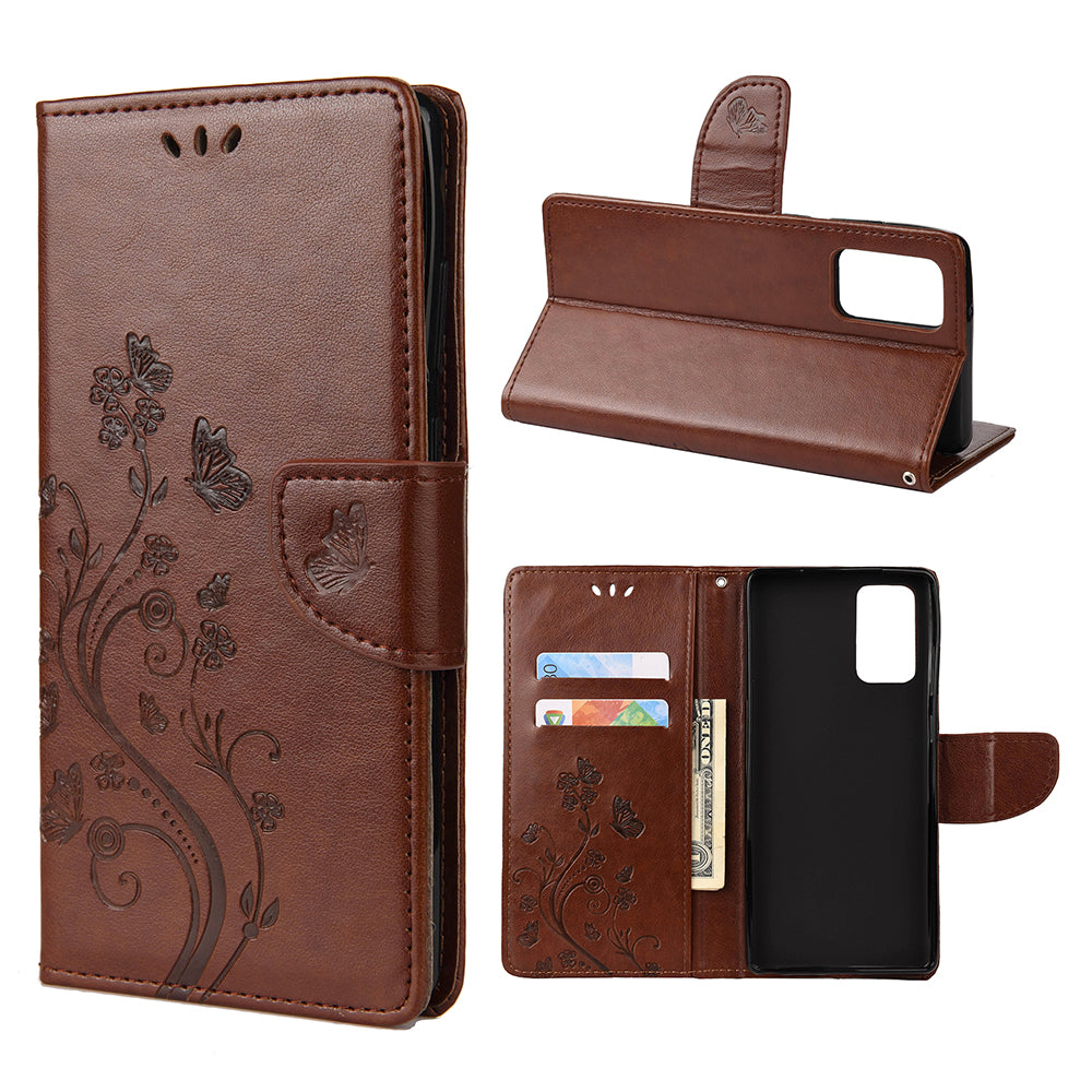 Butterfly and Flower Pattern Imprint Leather Wallet Phone Shell for OnePlus 8T