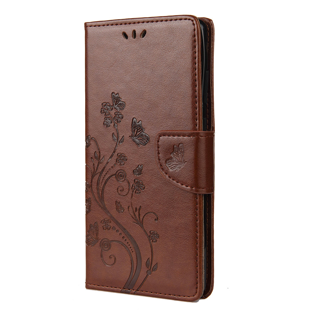 Butterfly and Flower Pattern Imprint Leather Wallet Phone Shell for OnePlus 8T