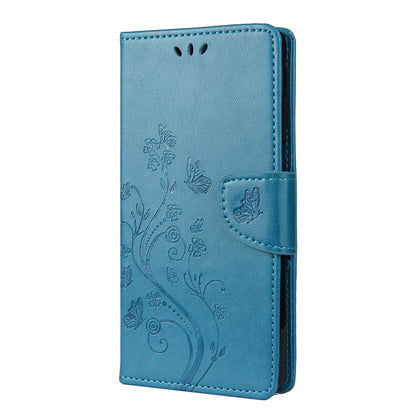 Butterfly and Flower Pattern Imprint Leather Wallet Phone Shell for OnePlus 8T