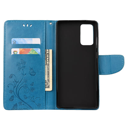 Butterfly and Flower Pattern Imprint Leather Wallet Phone Shell for OnePlus 8T