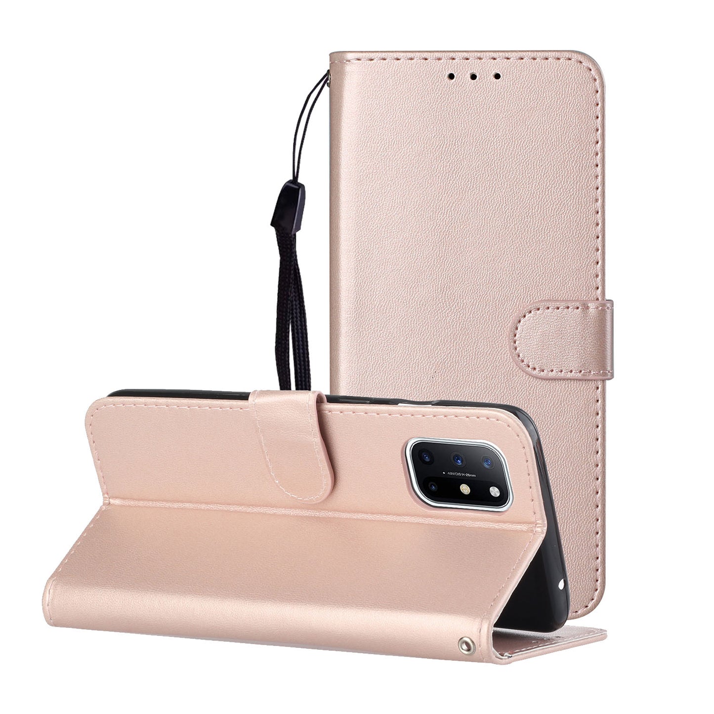 Solid Color Leather Protective Shell Stand Wallet Magnetic Closure Flip Case for OnePlus 8T