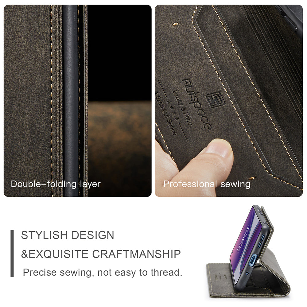 AUTSPACE A01 Series RFID Blocking Retro Matte Leather Case Wallet for OnePlus 8T