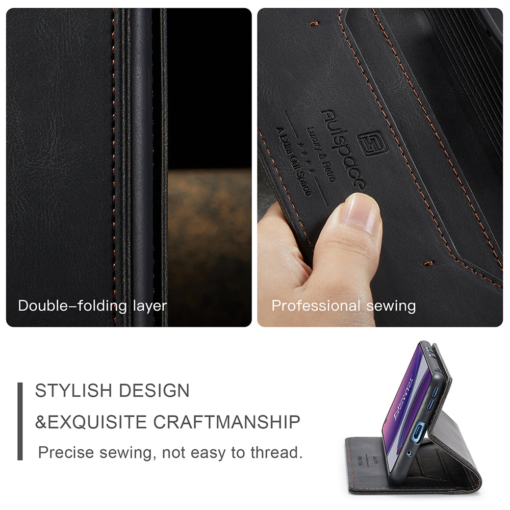 AUTSPACE A01 Series RFID Blocking Retro Matte Leather Case Wallet for OnePlus 8T