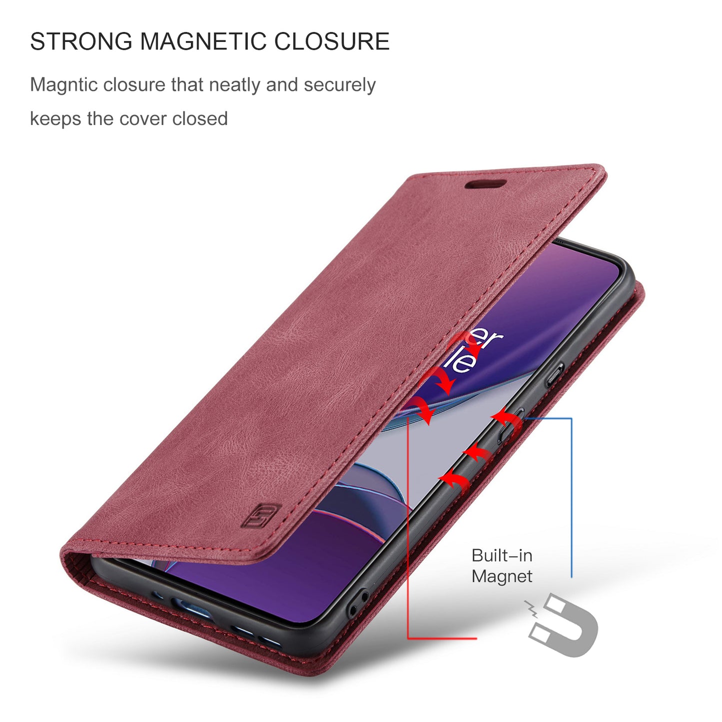 AUTSPACE A01 Series RFID Blocking Retro Matte Leather Case Wallet for OnePlus 8T