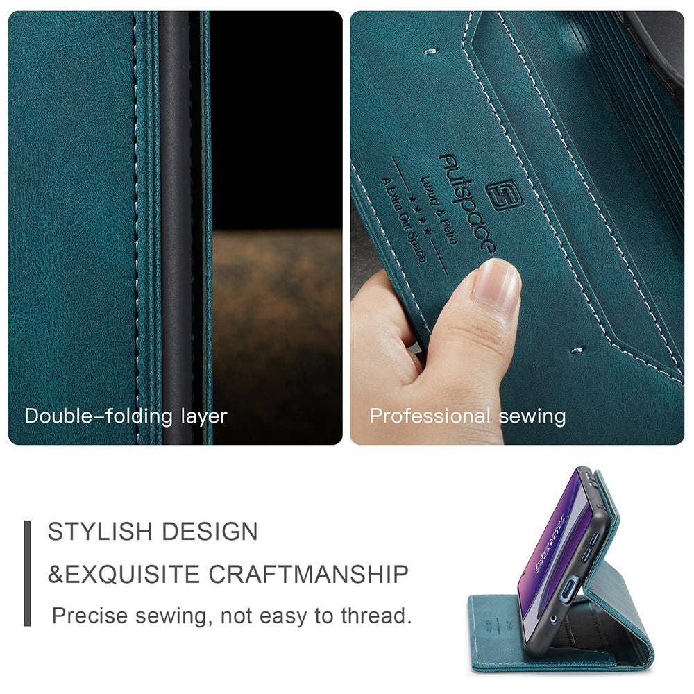 AUTSPACE A01 Series RFID Blocking Retro Matte Leather Case Wallet for OnePlus 8T