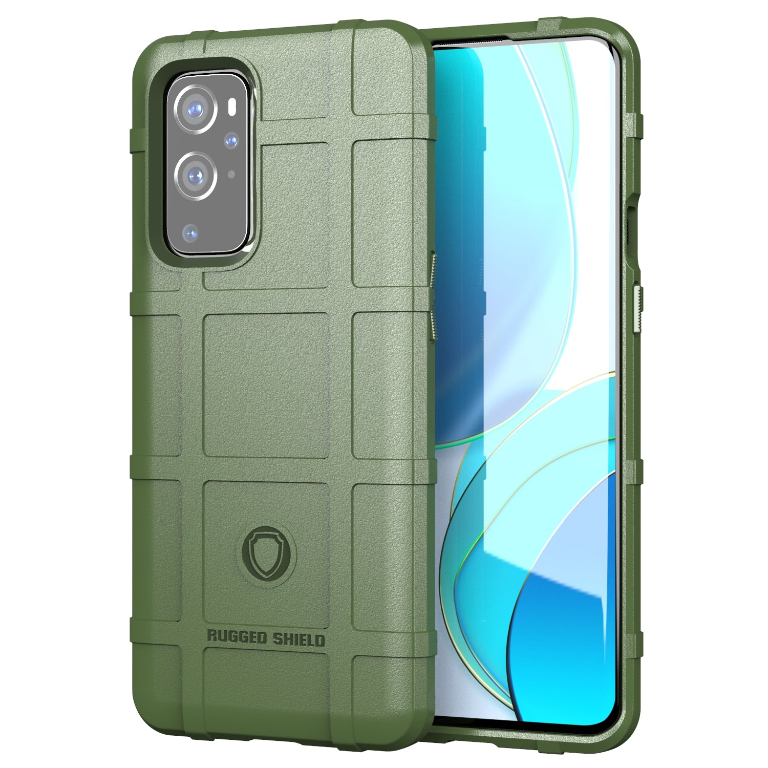 Shock-proof Case for OnePlus 9 (EU / US Version) Rugged Square Grid Skin TPU Back Shell