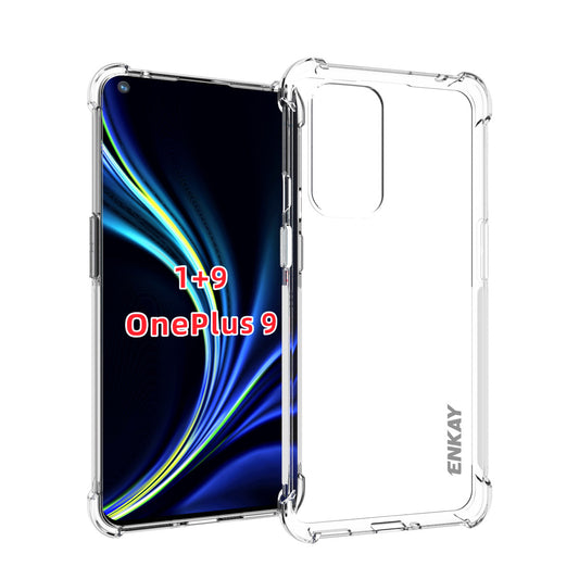 HAT PRINCE ENKAY ENK-PC099 4 Corners Thickened Cushion Anti-slip Shockproof Clear TPU Cover Case for OnePlus 9 (EU / US Version) (IN / CN Version)