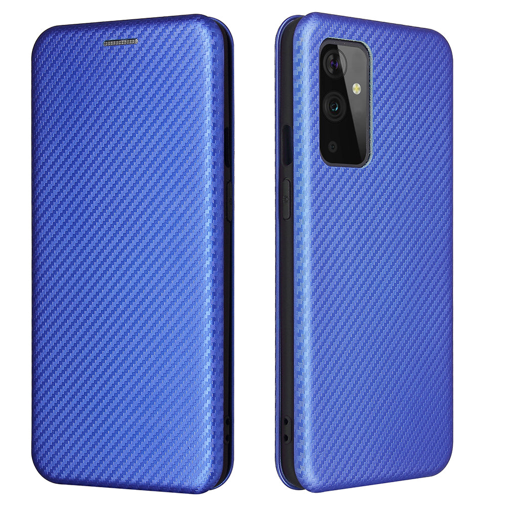 For OnePlus 9 (EU / US Version) Carbon Fiber Magnetic Suction Leather Shell with Card Holder