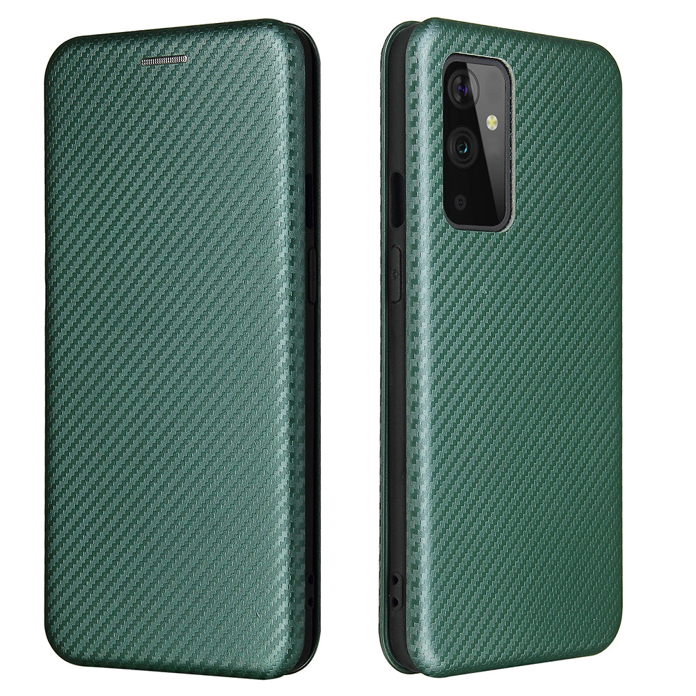 For OnePlus 9 (EU / US Version) Carbon Fiber Magnetic Suction Leather Shell with Card Holder