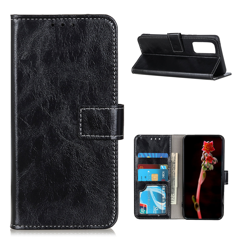 Retro Style Crazy Horse Texture Leather Phone Cover with Wallet Stand Design for OnePlus 9 Pro